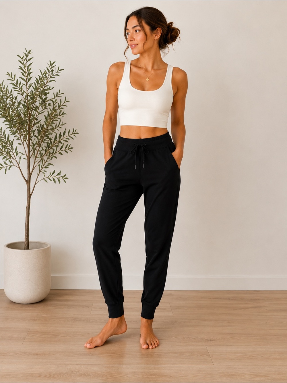 Lululemon Black Drawstring Jogger Pants | Size 6 | Tapered Athletic Joggers